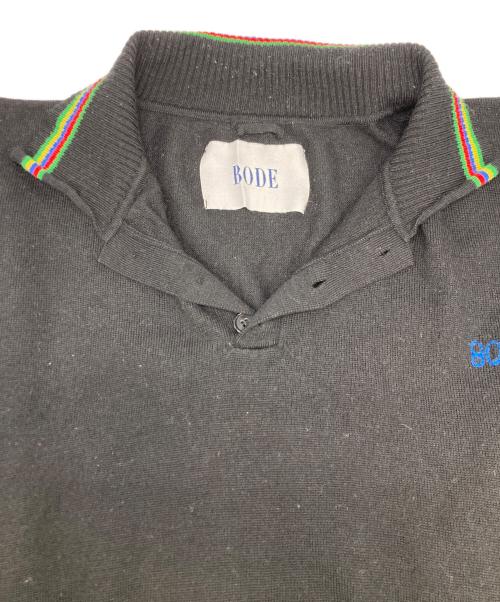 BODE（ボーディ）BODE (ボーディ) Long Sleeve Knitted Logo Polo ブラック サイズ:SIZE XLの古着・服飾アイテム