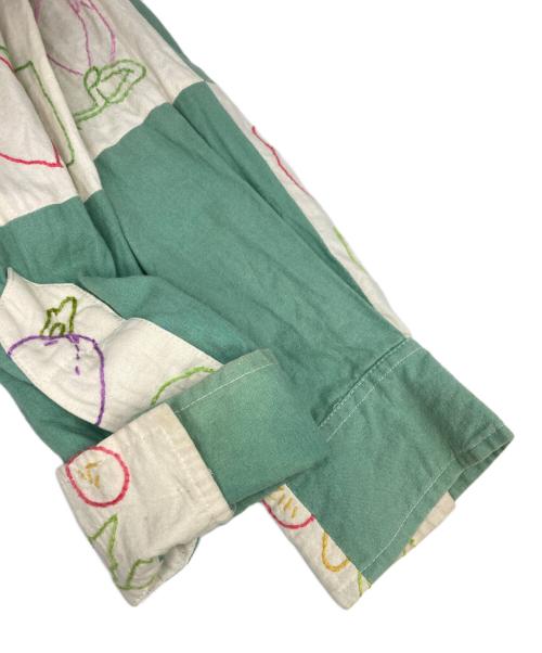 BODE（ボーディ）BODE (ボーディ) BOTANICAL PATCHWORK LS SHIRT グリーン×ホワイト サイズ:SIZE L/XLの古着・服飾アイテム
