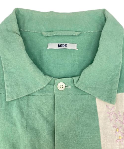 BODE（ボーディ）BODE (ボーディ) BOTANICAL PATCHWORK LS SHIRT グリーン×ホワイト サイズ:SIZE L/XLの古着・服飾アイテム