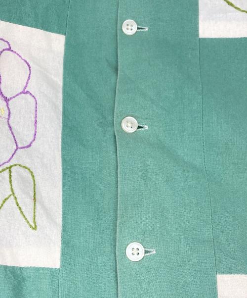 BODE（ボーディ）BODE (ボーディ) BOTANICAL PATCHWORK LS SHIRT グリーン×ホワイト サイズ:SIZE L/XLの古着・服飾アイテム