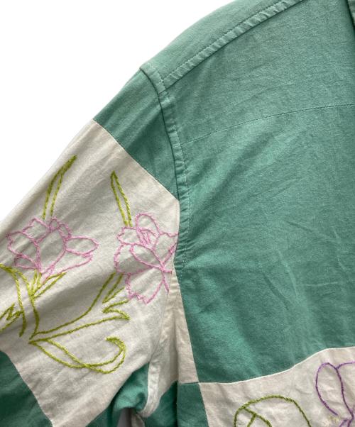 BODE（ボーディ）BODE (ボーディ) BOTANICAL PATCHWORK LS SHIRT グリーン×ホワイト サイズ:SIZE L/XLの古着・服飾アイテム