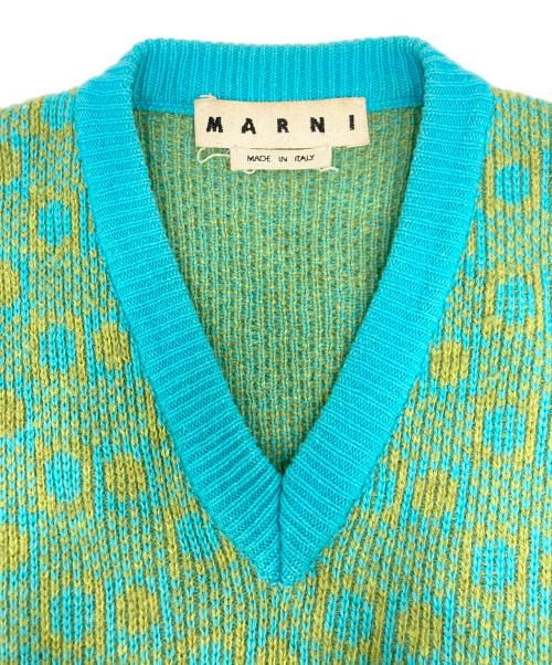 MARNI（マルニ）MARNI (マルニ) ジオメトリック柄ニットベスト ブルー×イエロー サイズ:SIZE 48の古着・服飾アイテム