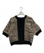 CLANEクラネ）の古着「DOT LINE HALF SLEEVE KNIT CARDIGAN」｜ブラック