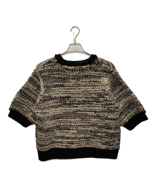 CLANE（クラネ）CLANE (クラネ) DOT LINE HALF SLEEVE KNIT CARDIGAN ブラック サイズ:SIZE 1の古着・服飾アイテム