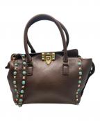 VALENTINO GARAVANIヴァレンティノ・ガラヴァーニ）の古着「ロックスタッズ2WAYレザーバッグ」｜ブラウン