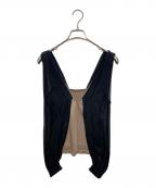 UNDERCOVERアンダーカバー）の古着「ボウタイノースリーブブラウス」｜ベージュ