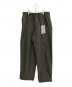 MARKAWAREマーカウェア）の古着「BRATAC SILK × ORGANIC WOOL TAFFETA WIDE TRUCK PANTS」｜グレー