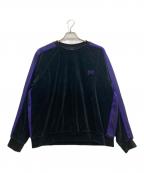 Needles×STUDIOUSニードルズ×ステュディオス）の古着「別注ベロアトラッククルーネックスウェット」｜ブラック×パープル