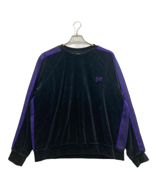 Needles（ニードルズ）Needles (ニードルズ) STUDIOUS (ステュディオス) 別注ベロアトラッククルーネックスウェット ブラック×パープル サイズ:SIZE Mの古着・服飾アイテム