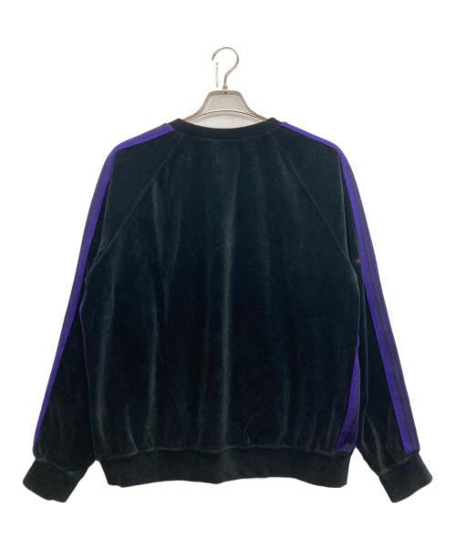 Needles（ニードルズ）Needles (ニードルズ) STUDIOUS (ステュディオス) 別注ベロアトラッククルーネックスウェット ブラック×パープル サイズ:SIZE Mの古着・服飾アイテム
