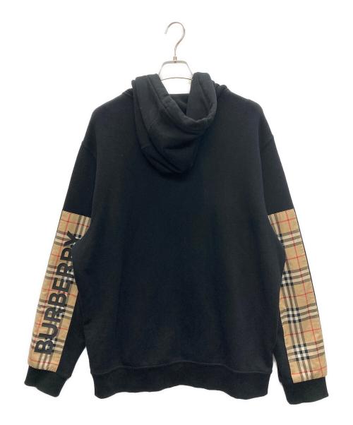 BURBERRY LONDON（バーバリーロンドン）BURBERRY LONDON (バーバリーロンドン) LOGOPRINT VINTAGE CHECK PANEL ZIP HOODIE ブラック サイズ:SIZE XLの古着・服飾アイテム