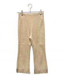 MADISON BLUE（マディソンブルー）の古着「レザーフリンジパンツ」｜ベージュ