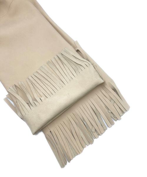 MADISON BLUE（マディソンブルー）MADISON BLUE (マディソンブルー) レザーフリンジパンツ ベージュ サイズ:SIZE 00の古着・服飾アイテム