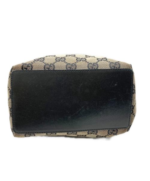 GUCCI（グッチ）GUCCI (グッチ) GGキャンバスハンドバッグ グレー×ブラックの古着・服飾アイテム