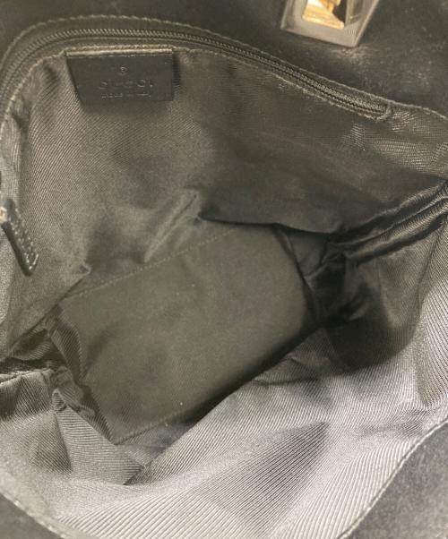 GUCCI（グッチ）GUCCI (グッチ) GGキャンバスハンドバッグ グレー×ブラックの古着・服飾アイテム