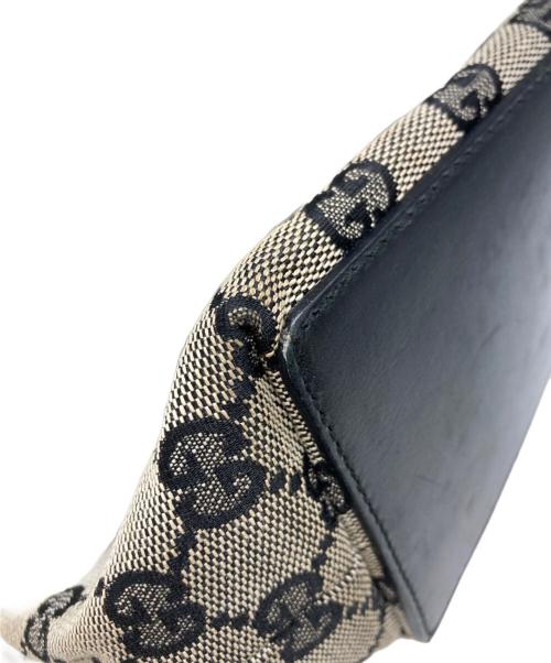 GUCCI（グッチ）GUCCI (グッチ) GGキャンバスハンドバッグ グレー×ブラックの古着・服飾アイテム