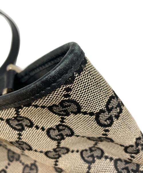 GUCCI（グッチ）GUCCI (グッチ) GGキャンバスハンドバッグ グレー×ブラックの古着・服飾アイテム