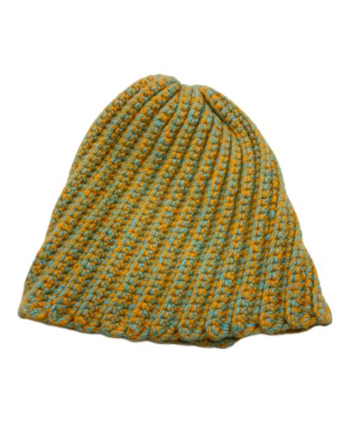 Acne（アクネ）Acne (アクネ) ニットキャップ オレンジ×ブルーの古着・服飾アイテム