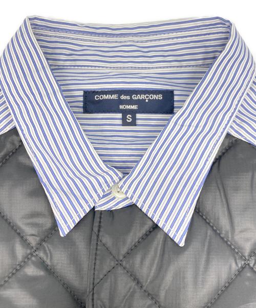 COMME des GARCONS HOMME（コムデギャルソン オム）COMME des GARCONS HOMME (コムデギャルソン オム) キルティング切替ストライプシャツ ブラック×ブルー サイズ:SIZE Sの古着・服飾アイテム