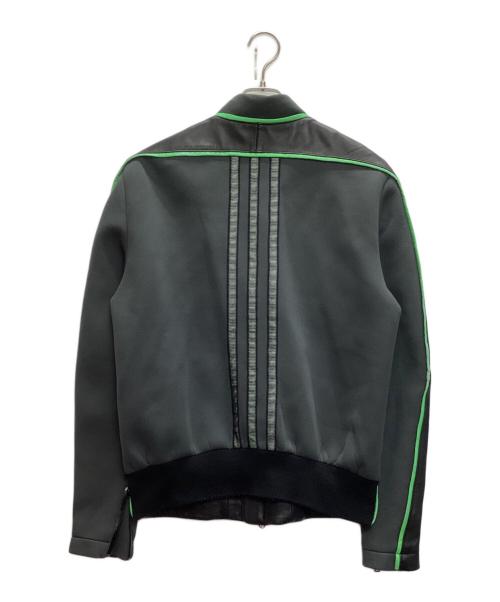 Y-3（ワイスリー）Y-3 (ワイスリー) レザー切替ジップブルゾン ブラック×グリーン サイズ:SIZE Mの古着・服飾アイテム