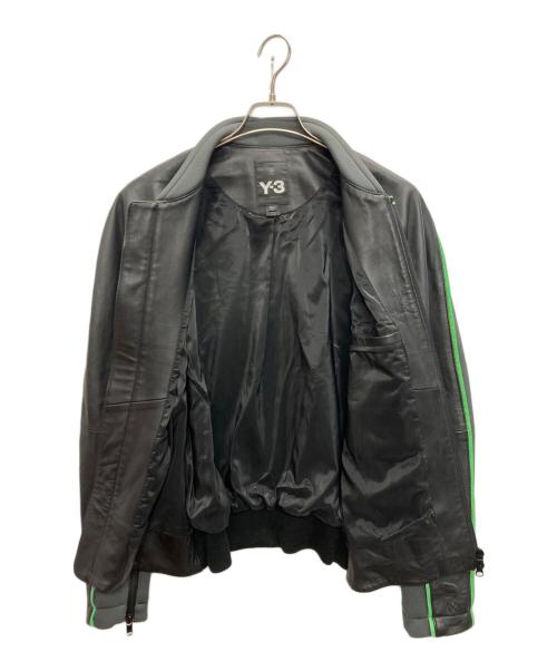 Y-3（ワイスリー）Y-3 (ワイスリー) レザー切替ジップブルゾン ブラック×グリーン サイズ:SIZE Mの古着・服飾アイテム