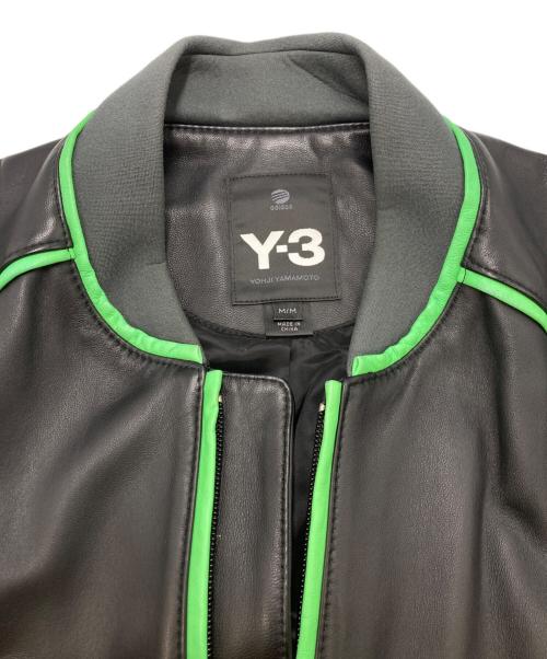 Y-3（ワイスリー）Y-3 (ワイスリー) レザー切替ジップブルゾン ブラック×グリーン サイズ:SIZE Mの古着・服飾アイテム