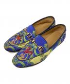 GUCCIグッチ）の古着「エンブロイダリー キャンバス ホースビット ローファー」｜ブルー