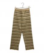 AURALEEオーラリー）の古着「WOOL RECYCLE POYESTER BORDER HIGH GAUGE RIB KNIT P」｜ベージュ