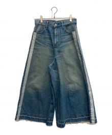 Hysteric Glamour（ヒステリックグラマー）の古着「シルバーサイドライン 8分丈ワイドデニムパンツ」｜インディゴ