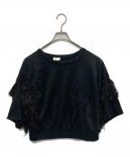 DRIES VAN NOTENドリスヴァンノッテン）の古着「フリンジ半袖カットソー」｜ブラック