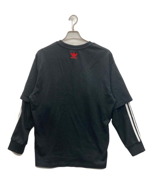 adidas（アディダス）adidas (アディダス) KORN (コーン) アルバムフォト レイヤード ロンT ブラック サイズ:Lの古着・服飾アイテム
