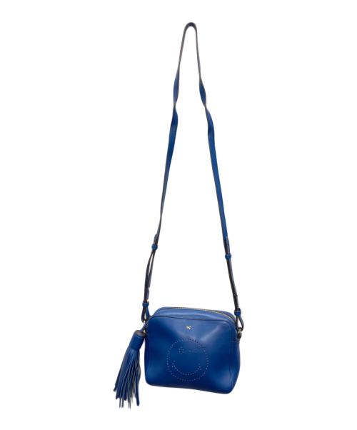 ANYA HINDMARCH（アニヤ・ハインドマーチ）ANYA HINDMARCH (アニヤハインドマーチ) スマイルレザーショルダーバッグ ブルーの古着・服飾アイテム