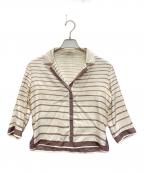 HERMESエルメス）の古着「ボーダーシルクブラウス」｜ベージュ