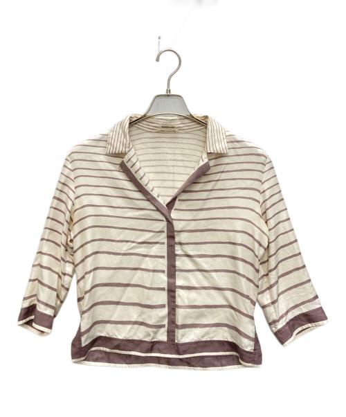 HERMES（エルメス）HERMES (エルメス) ボーダーシルクブラウス ベージュ サイズ:SIZE 34の古着・服飾アイテム