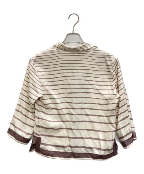HERMES（エルメス）HERMES (エルメス) ボーダーシルクブラウス ベージュ サイズ:SIZE 34の古着・服飾アイテム