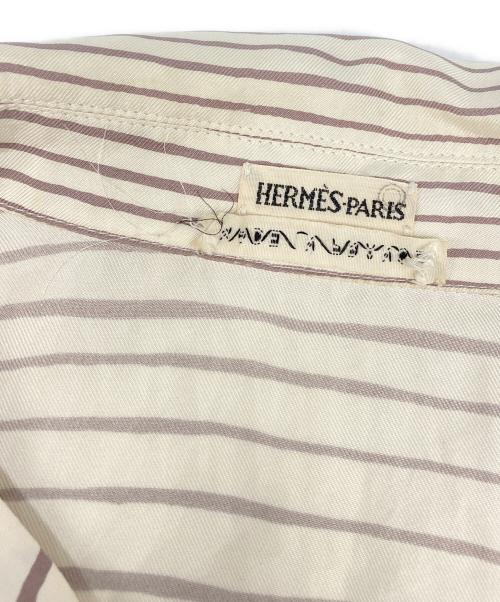 HERMES（エルメス）HERMES (エルメス) ボーダーシルクブラウス ベージュ サイズ:SIZE 34の古着・服飾アイテム