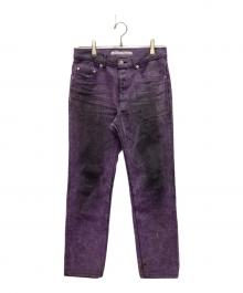 JOHN LAWRENCE SULLIVAN（ジョン ローレンス サリバン）の古着「5POCKET FLOCKED DENIM PANTS」｜パープル