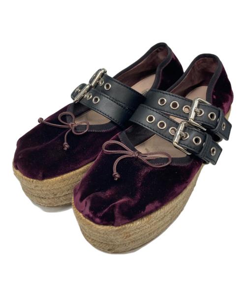 MIU MIU（ミュウミュウ）MIU MIU (ミュウミュウ) ジュートソールストラップパンプス パープル サイズ:37 1/2の古着・服飾アイテム