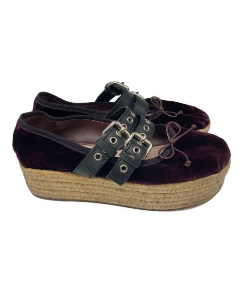 MIU MIU（ミュウミュウ）MIU MIU (ミュウミュウ) ジュートソールストラップパンプス パープル サイズ:37 1/2の古着・服飾アイテム