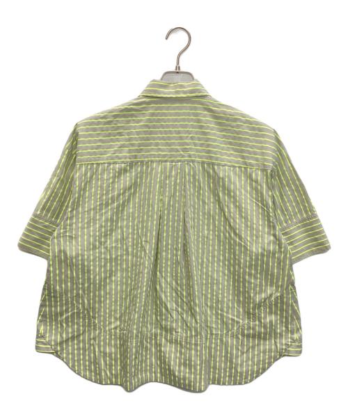 ENFOLD（エンフォルド）ENFOLD (エンフォルド) SOLID NEON STRIPE SHIRT グリーン×グレー サイズ:SIZE 38の古着・服飾アイテム