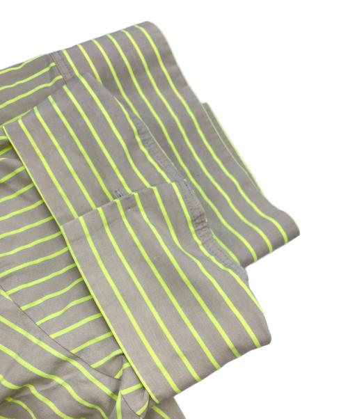 ENFOLD（エンフォルド）ENFOLD (エンフォルド) SOLID NEON STRIPE SHIRT グリーン×グレー サイズ:SIZE 38の古着・服飾アイテム