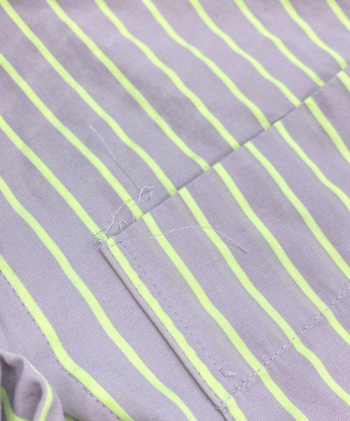 ENFOLD（エンフォルド）ENFOLD (エンフォルド) SOLID NEON STRIPE SHIRT グリーン×グレー サイズ:SIZE 38の古着・服飾アイテム