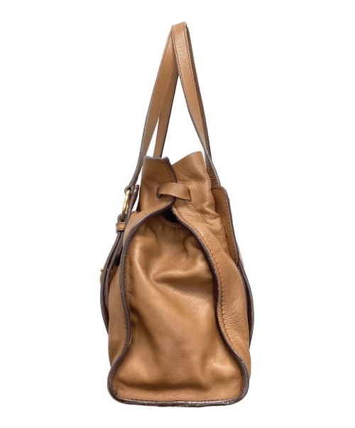 MIU MIU（ミュウミュウ）MIU MIU (ミュウミュウ) サイドリボンレザーバッグ ブラウンの古着・服飾アイテム