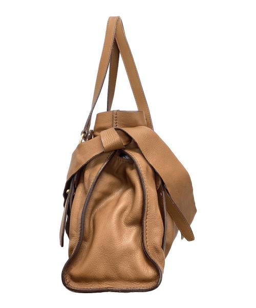 MIU MIU（ミュウミュウ）MIU MIU (ミュウミュウ) サイドリボンレザーバッグ ブラウンの古着・服飾アイテム