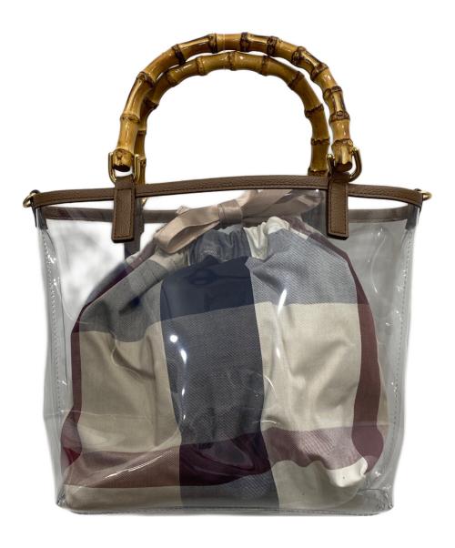 BLUE LABEL CRESTBRIDGE（ブルーレーベルクレストブリッジ）BLUE LABEL CRESTBRIDGE (ブルーレーベルクレストブリッジ) PVCハンドバッグ ベージュの古着・服飾アイテム