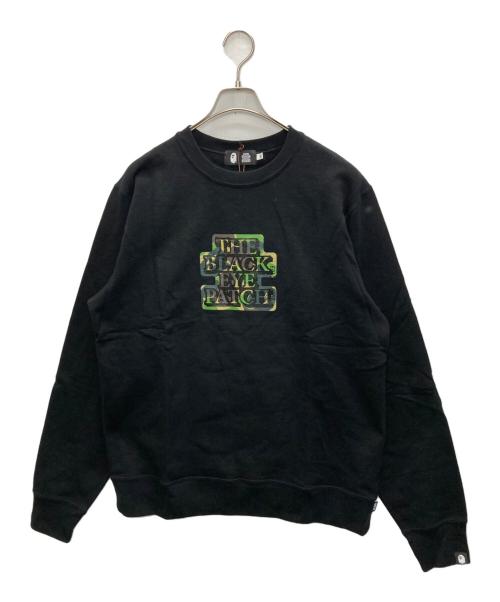 BlackEyePatch（ブラックアイパッチ）BlackEyePatch (ブラックアイパッチ) A BATHING APE (ア ベイシング エイプ) コラボプリントスウェット ブラック サイズ:SIZE XLの古着・服飾アイテム