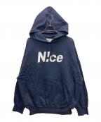 NICEナイス）の古着「ロゴプリントパーカー」｜ネイビー