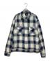 HUF（ハフ）の古着「ロゴ刺繍オンブレチェックジップシャツ」｜グレー