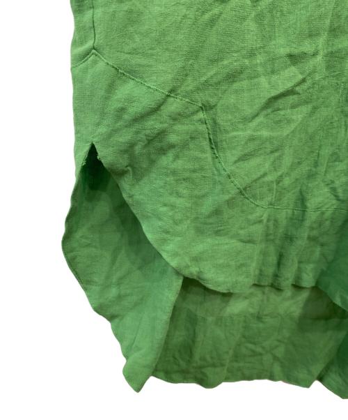 BEARDSLEY（ビアズリー）BEARDSLEY (ビアズリー) コットンシフォンギャザー丸ブラウス グリーン サイズ:Fの古着・服飾アイテム