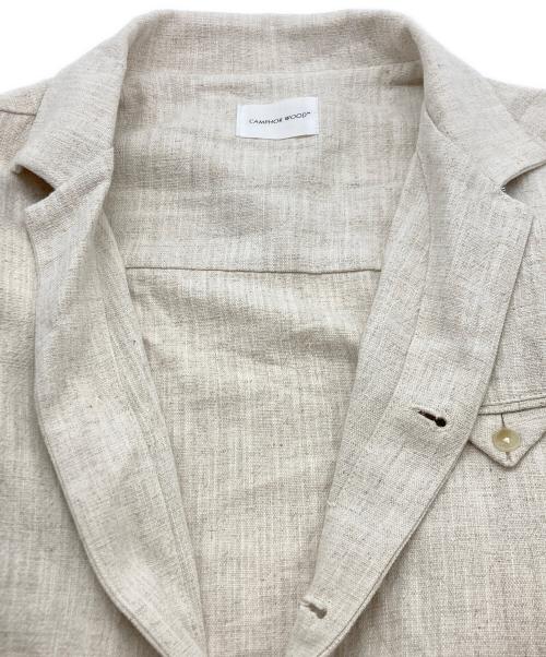 CAMPHOR WOOD（カンファーウッド）CAMPHOR WOOD (カンファーウッド) open collar cotton linen belted l/s jump suit ベージュ サイズ:SIZE Lの古着・服飾アイテム